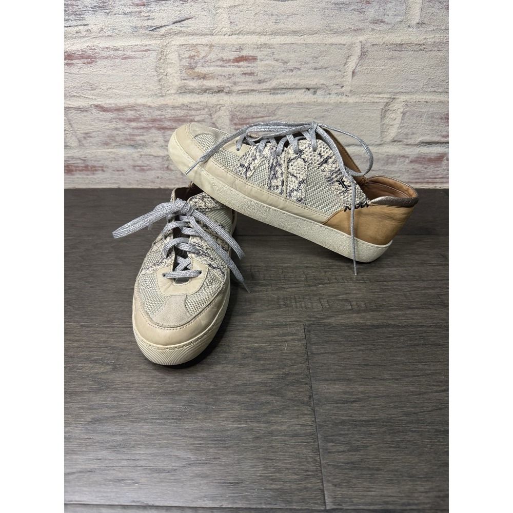 Frye Webster Womens 11 M Low Top Tan Suede Leather Silver Sneaker